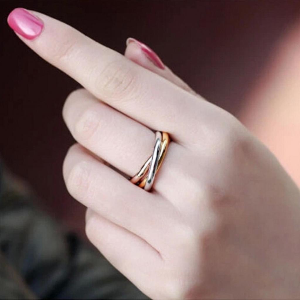 New Triple Interlocked Engagement Rings for Women Stainless Steel Three-in-one Promise Gift for Her Valentines Day