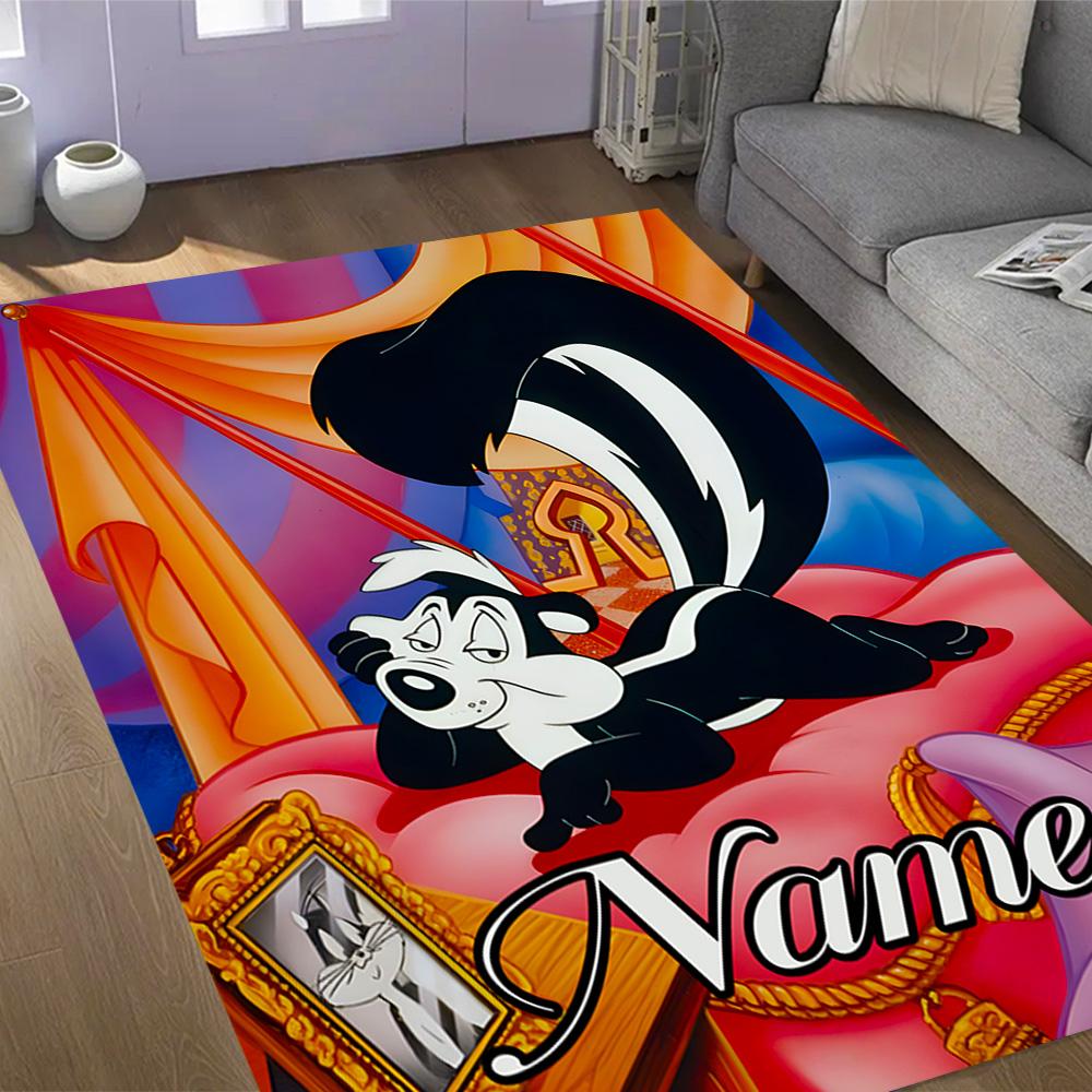 Looney Farm Animal Friends Customize Your Name Floor Rug Office Rug Suitable for Balcony Entryway Dormitory Foyer Anti-slip Rug Anime Office Decor