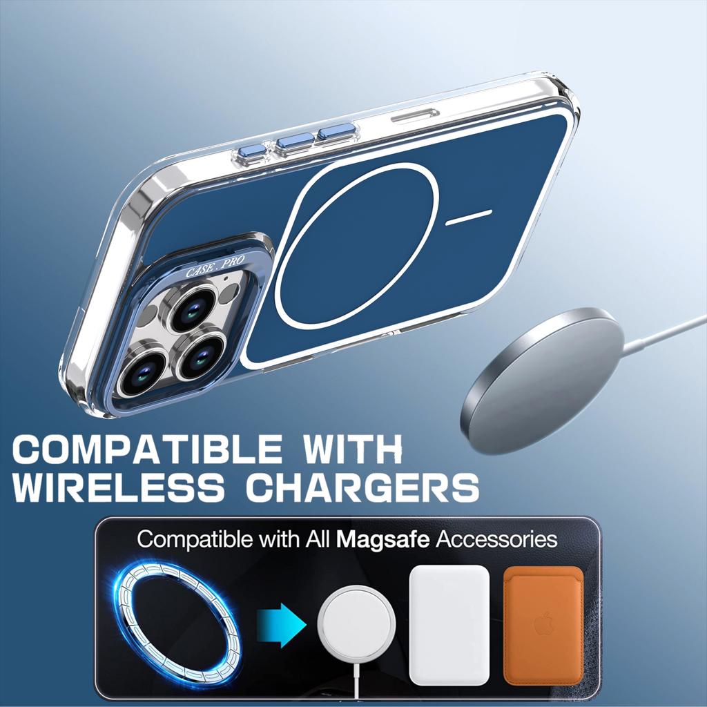 For iPhone 16 Pro Max Case Compatible with MagSafe Lens Kickstand TPU Acrylic Phone Cover with Matching Hand Strap