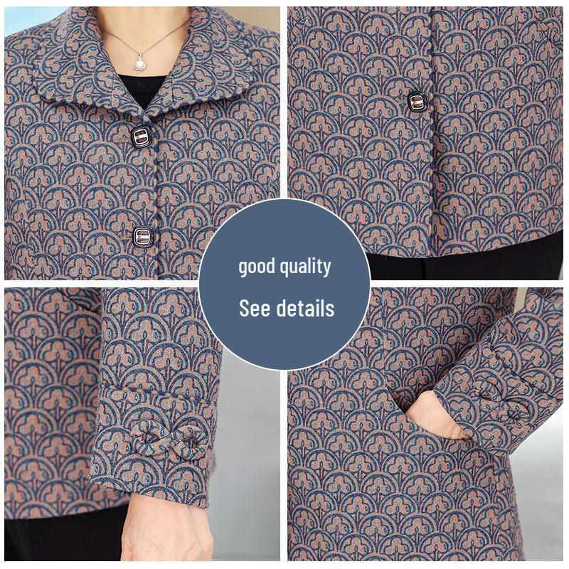 Plus Size Cardigan Jacket for Women 70-80: Spring/Autumn Outerwear for Middle-Aged & Elderly