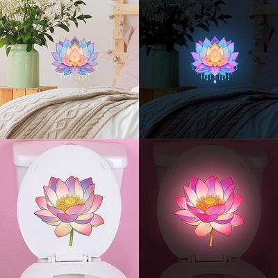 Adesivi per WC a Forma di Fiore Luminescenti Autoadesivi Rimovibili Decalcomanie Floreali Luminose Decorazioni per Finestre Muri Adesivi per Auto