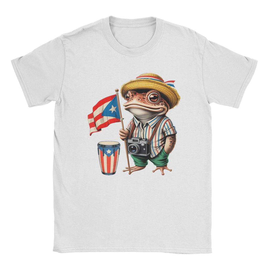 Men TShirt Bad Bunny Puerto Rico Coqui Frog Boricua Puerto Rican Flag Taino Pure Cotton Tee Shirt Short Sleeve T Shirt Clothes