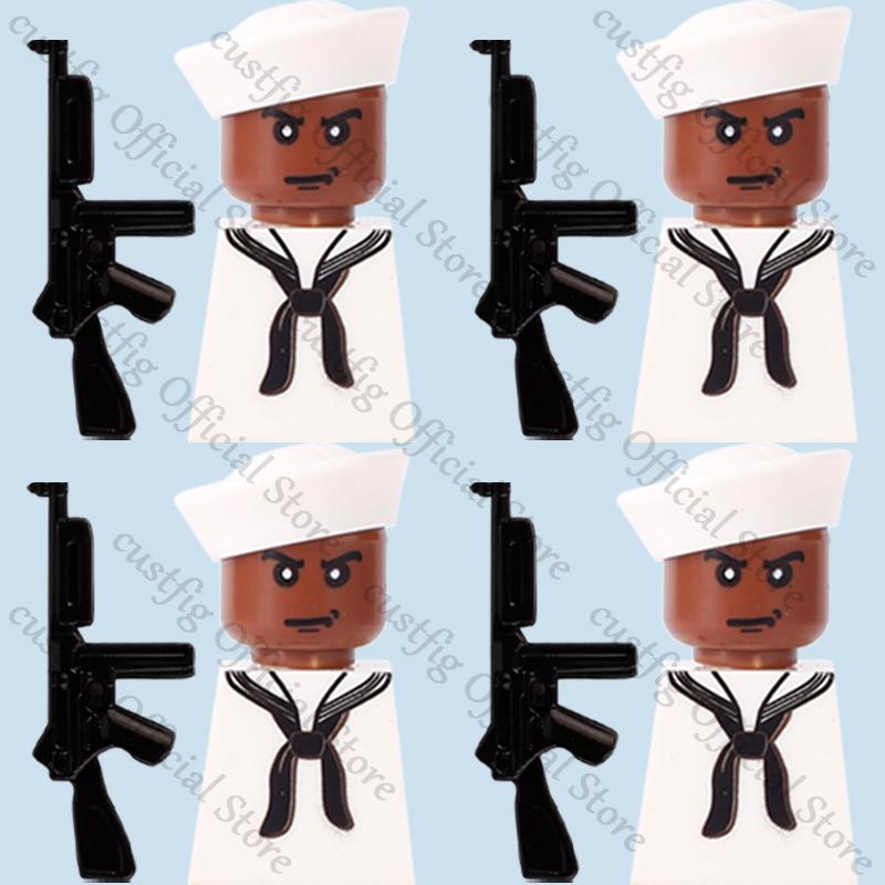 WW2 US Navy Military Airborne Field Corps Soldier Figures Building Blocks Army Flying Tigers Infantry Gun Weapon Bricks Kids Toy