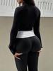 Rose Beauty A Splicing Contrast High Waist Wide Waistband Ruched Slim Fit Flared Bottom Pants Gym Casual Comfort Bell Leggings