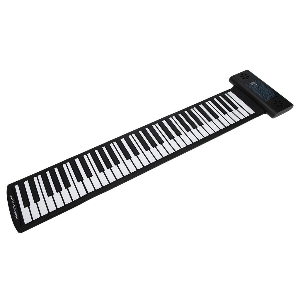 Soft Keyboard Piano 61‑Key Roll Up Silicone Rechargeable Dual Bluetooth Speakers 100‑240VUK Plug