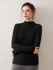 High-Neck Slim Fit Cashmere Knit Top: Elegant Solid Color Base Layer