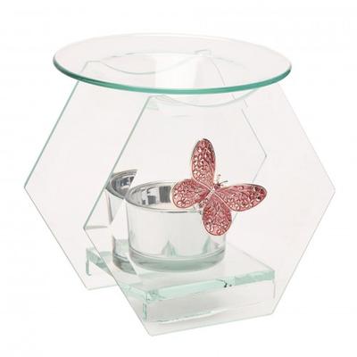 Sophia Pink Butterfly Glass Oil Burner