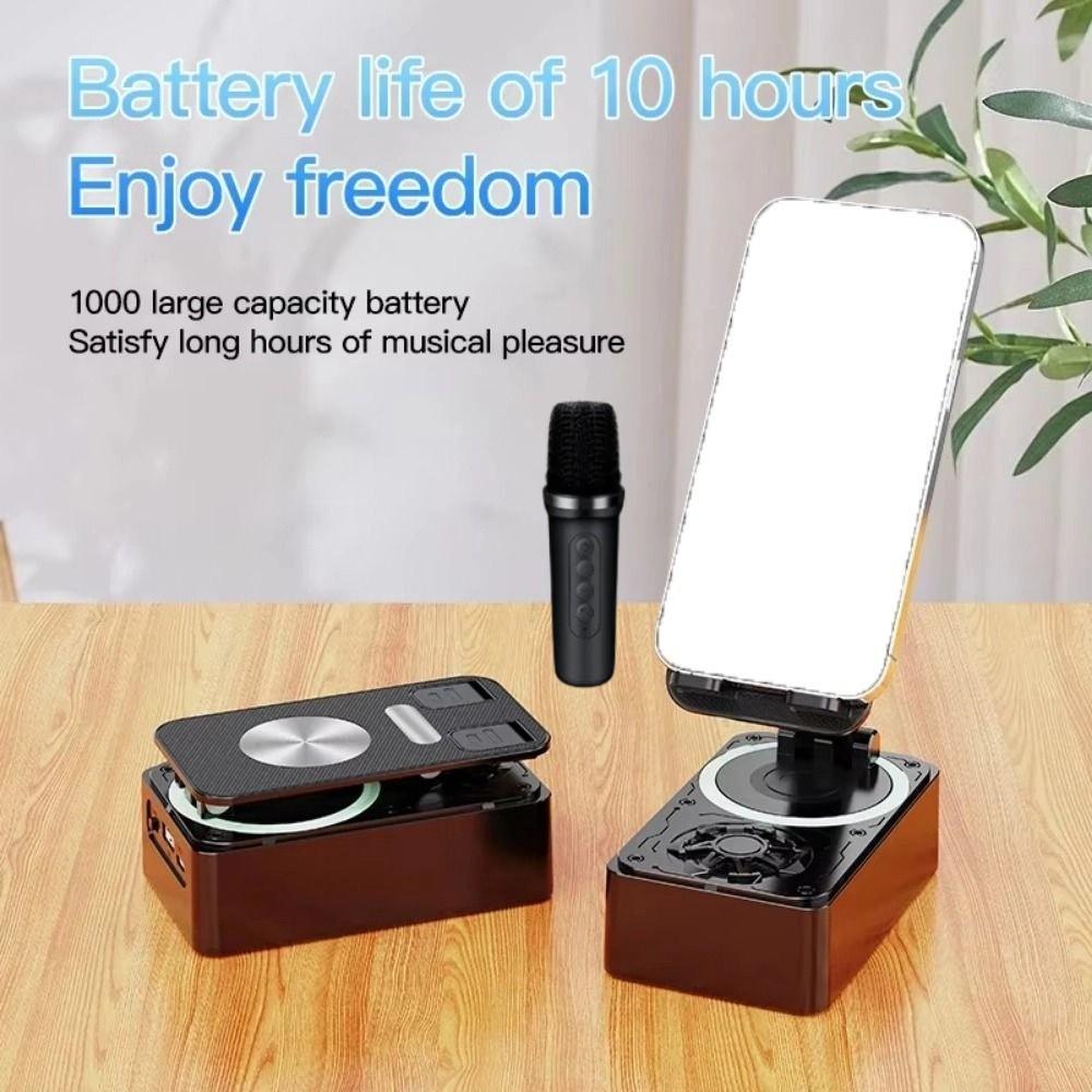 Foldable Phone Holder Stand Anti-Slip Pads Phone Holder with Microphone  Desktop Use