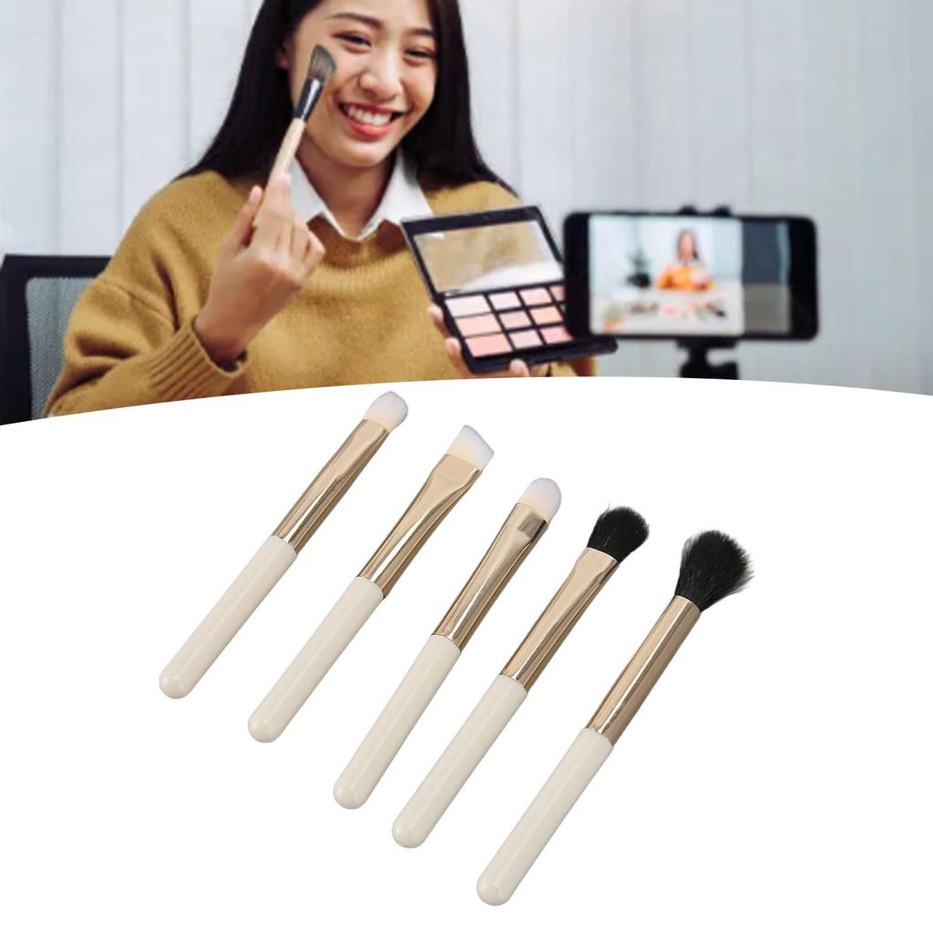 6 in 1 Makeup Brush Set Portable Synthetic Cosmetic Brushes Set for   Blending Powder Eye Shadow with Mirror