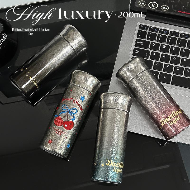 Compact Pure Titanium Tea Thermos for Girls – Stylish Pocket-Sized Cup