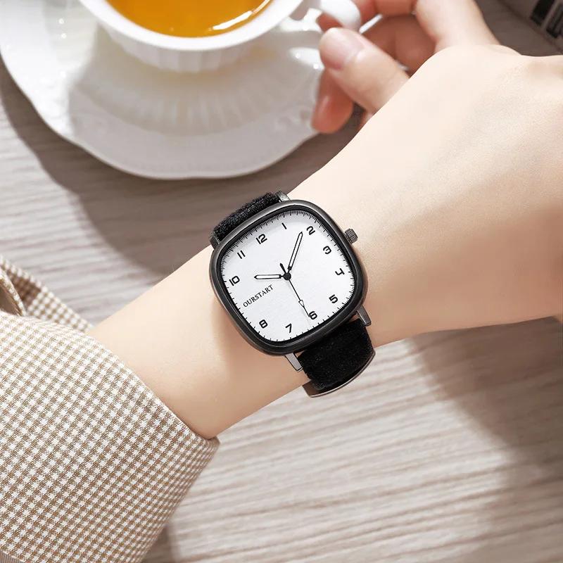 Vintage Square Dial Leather Belt Wristwatch Brand Quartz Watch Youth Student Watch Casual Fashion Men Women Gift Clock