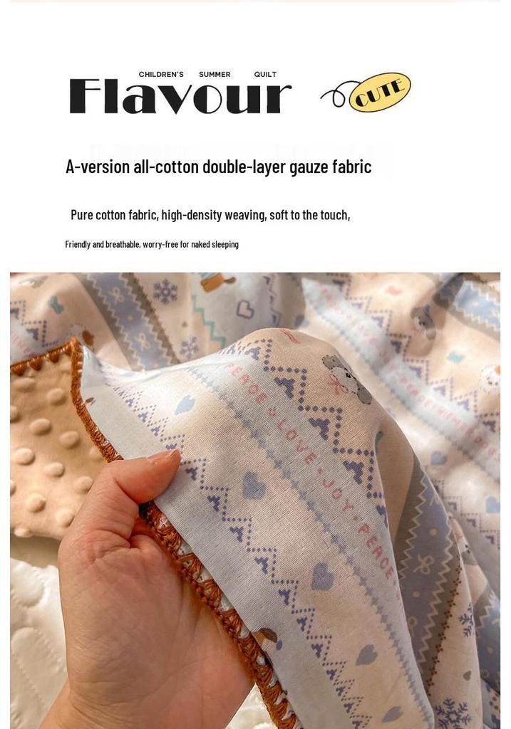 Pure Cotton Baby & Children's Gauze Fluff Blanket - Double Layer Nap/Sofa/Office Air Conditioning Quilt