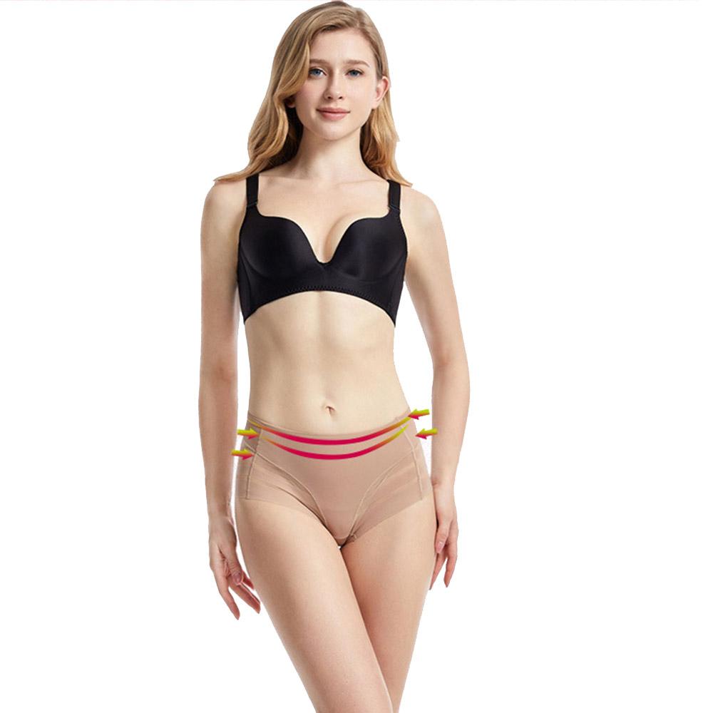 Majtki damskie bezszwowe z siateczki z wysokim stanem elastyczne