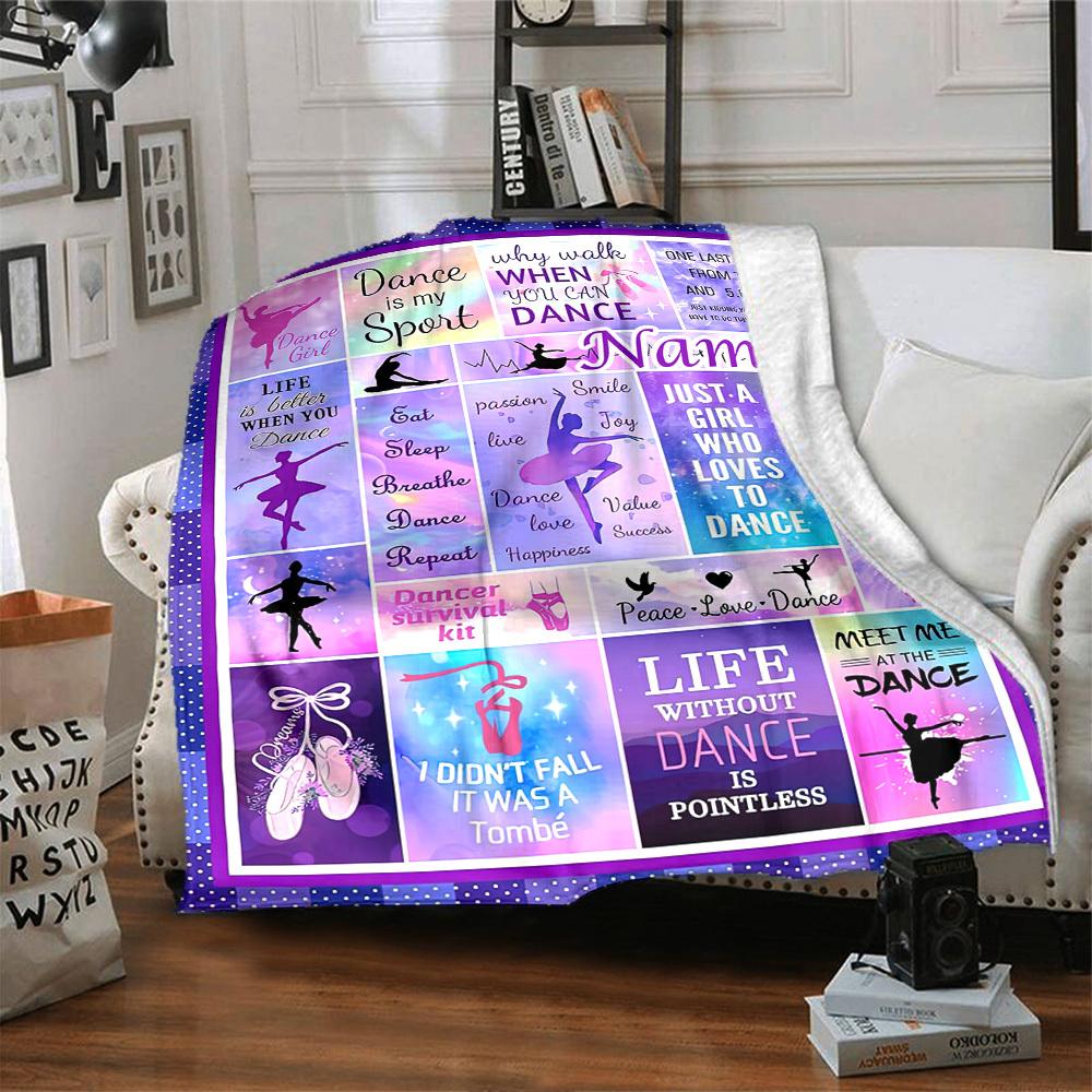 Dance Girl Home Customize Your Name Blankets Comfortable Soft Lightweight Allseason Multipurpose Blanket For Picnic Sofa Office Bed Living Room