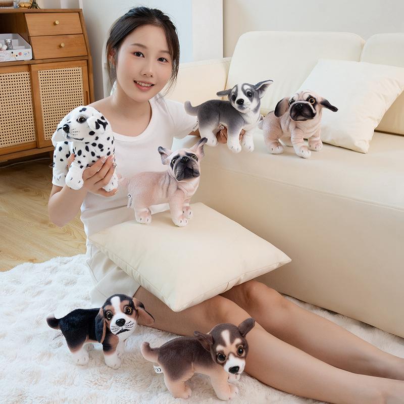 Cute simulation puppy dog spotted dog doll plush toy husky doll home decoration children's rag doll