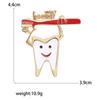 Enamel Teeth Pin for Women Unisex Rhinestone Cartoon Tooth Brooch Event Party Backpack Decoration Clothes Accessories