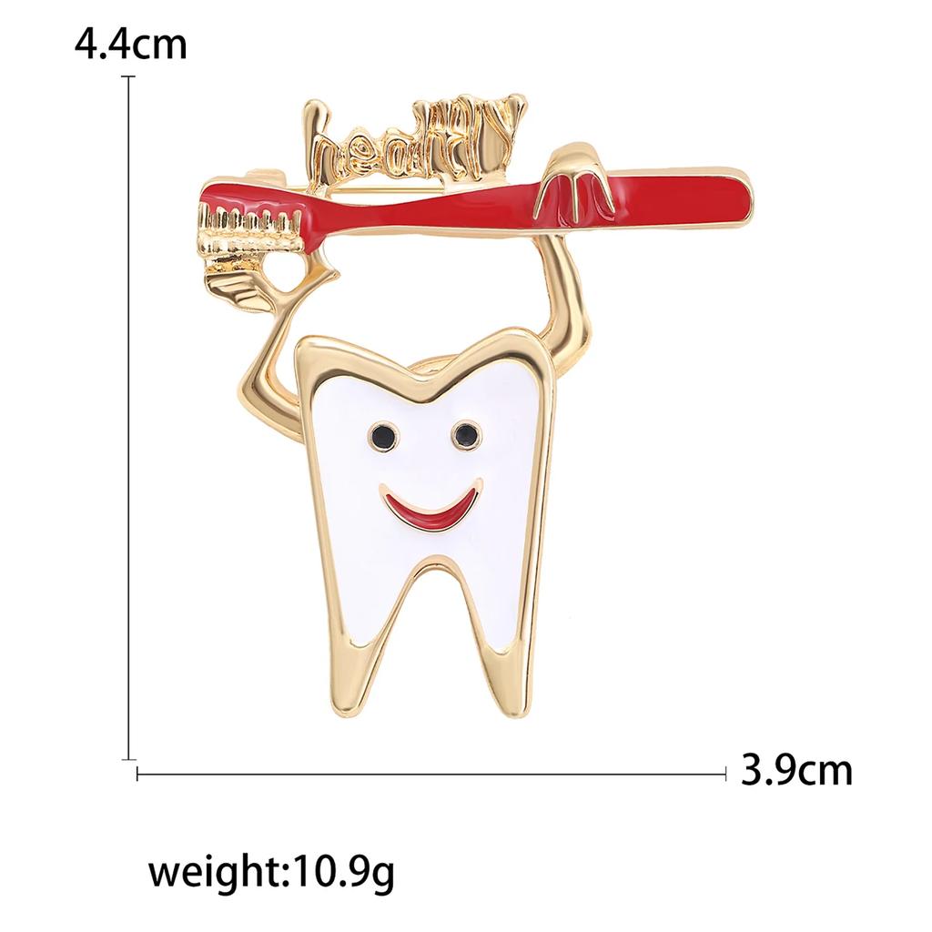 Enamel Teeth Pin for Women Unisex Rhinestone Cartoon Tooth Brooch Event Party Backpack Decoration Clothes Accessories