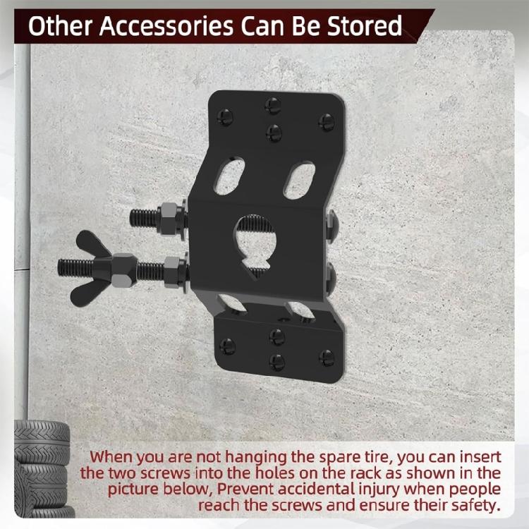 Garage Wall Mounted Spare Tire Rack Metal Bracket Anti Vibration Locking System Space Optimization for Enclosed Trailers