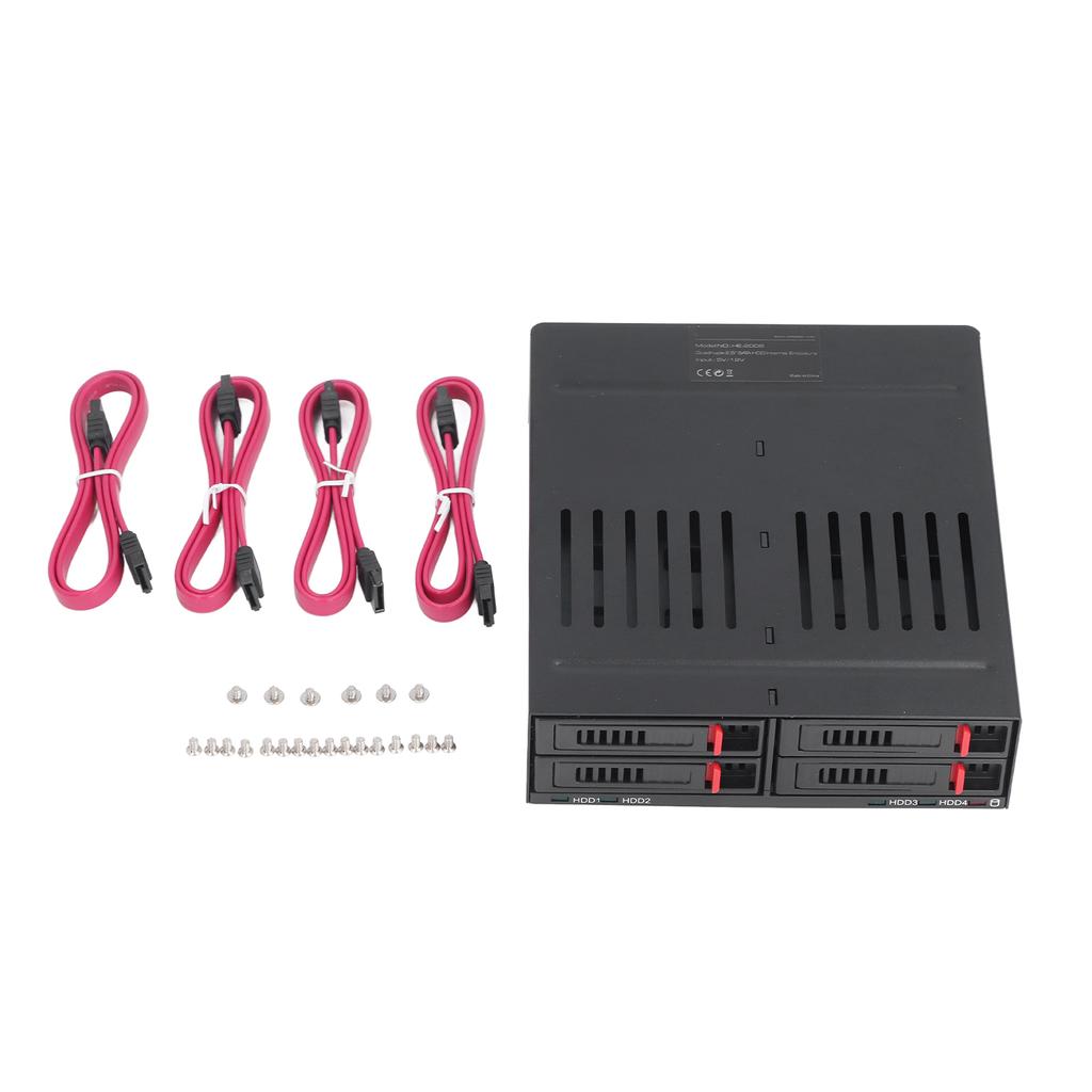 4 Bay HDD Cage Aluminum Alloy SSD Mobile Rack Quiet Fan Indicator Light Leakage  Plug and Play for Chassis 5.25in
