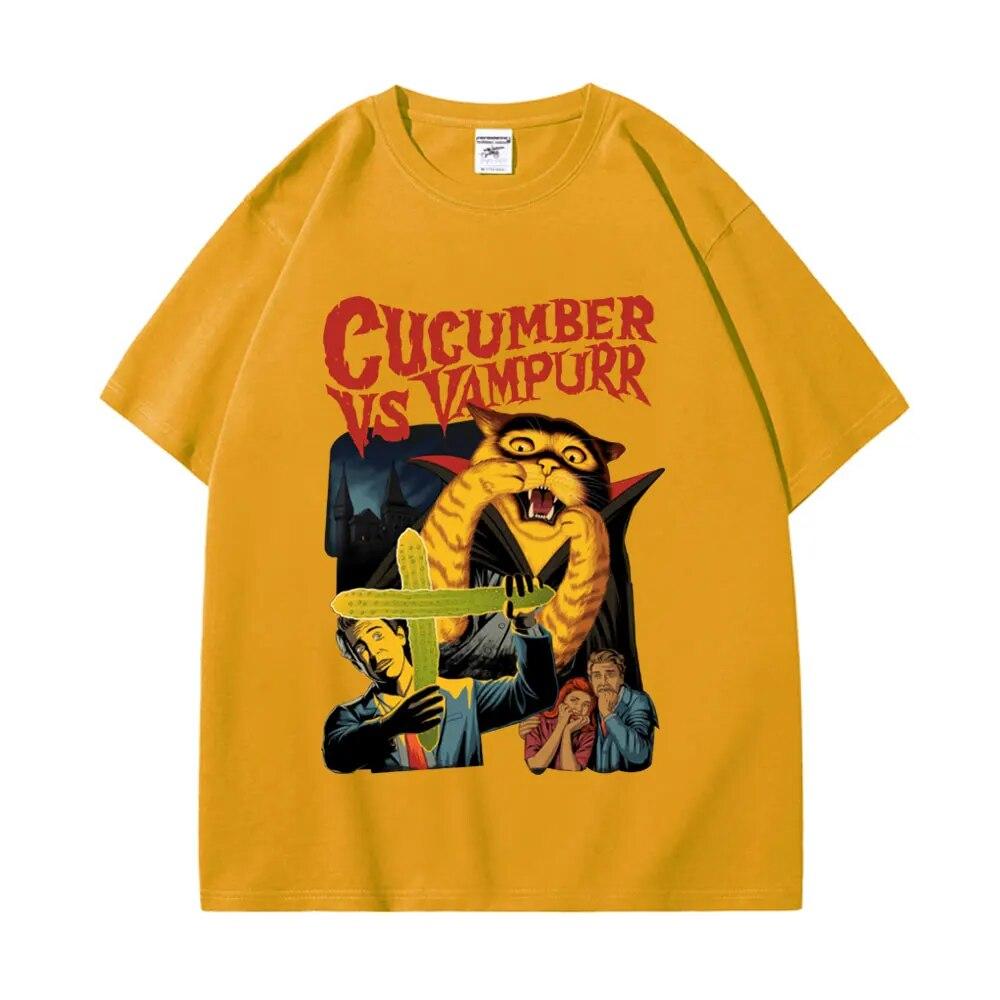 Katze Die Rückkehr von Vampurr Print T Shirt Lustige Horror Halloween T-shirt Unisex Frauen Gothic Vintage Übergroßen T-shirts Streetwear