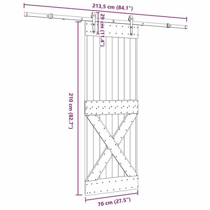 VidaXL Porte coulissante et kit de quincaillerie 70x210 cm pin massif 3332790