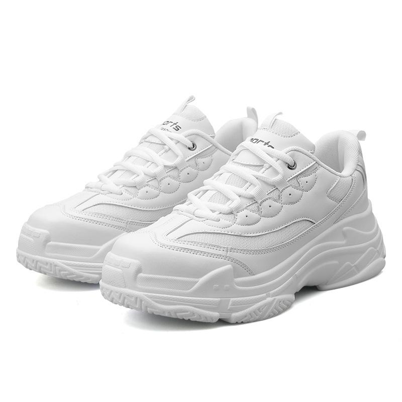 Herrenschuhe Frühling einfarbig atmungsaktiv Sport Freizeitschuhe vielseitig erhöhende Plateau Dad Shoes 2025 neue kleine weiße Trendschuhe