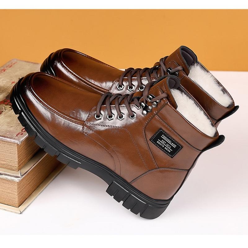 

МодаМода Кожа Бархат Мужские Ботильоны Дизайнерская Мягкая Подошва Хлопок Обувь на Платформе для Мужчин Зима Повседневные Теплые Мужские Рабочие Ботинки 38