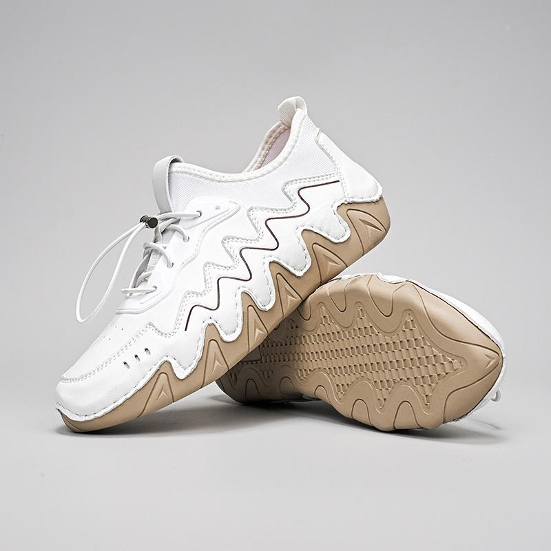 Fashion Woman Sports Shoes 2025 New Flat Running Sneakers High-quality Anti Slip Loafers Woman Hand-stitching Leather Casual Shoe