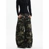 Kisko American-Style Washed Vintage Camouflage Multi-Pocket Cargo Pants Unisex Trendy Loose Straight-Leg Casual Knife-Cut Pants