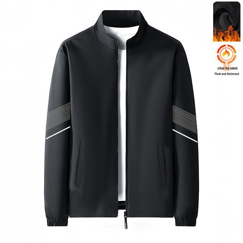 Men's 2025 A/W Velvet Stand Collar Jacket – Versatile, Trendy Outdoor Windbreaker