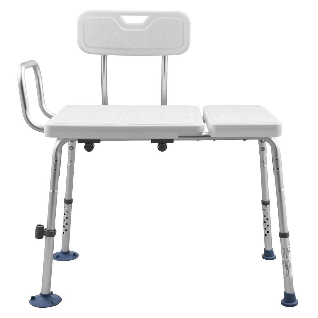Tub Transfer Bench for Bathtub, 180 Kg Capacity Heavy Duty Shower Chair with Arm, Backrest and Curtain Slot, Height Adjustable Shower Bench Bath Seat