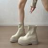Beige heightening jk new spring and autumn college style Martin boots women's short boots feeling small man thick bottom