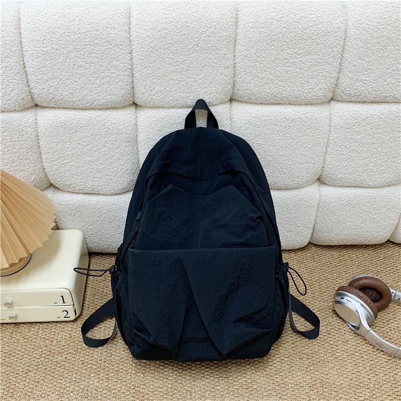 Schoolbag Korean Version Solid Color Simple Backpack Large Capacity Lightweight Student Schoolbag Computer Bag Leisure Travel Commuter Small Backpack
