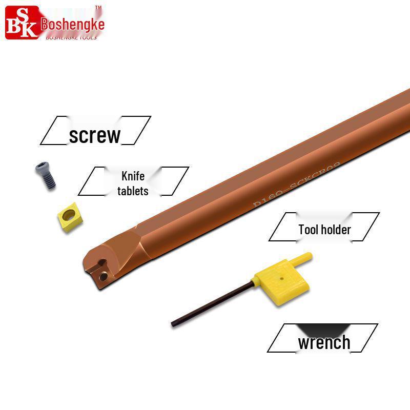 Shockproof CNC Bore Reaming & Lathe Tool S08K-SCKCR09 - Spring Steel Boring Bar for Small Bore.