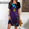 3D Stereoscopic Printed Music Element Women's Dress, Casual Street Fashion Short-sleeved Dress, Plus Size, Summer Fashion