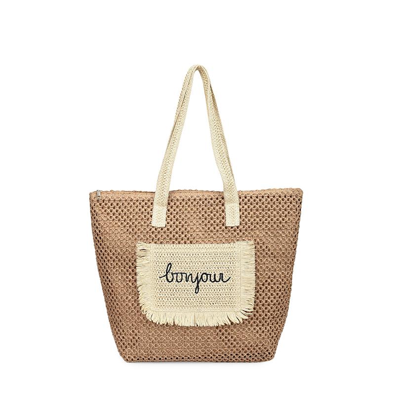 

Women s Large Straw Woven Tote Bag, Bjour Letter Fringe Beach Shoulder Handbag, Casual Travel Shopping 2026 New Fashi Bag хакі