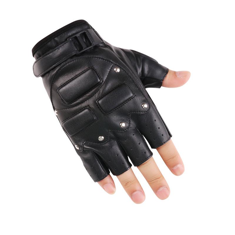 Half Finger Leather Gloves Men and Women Outdoor Fitness Cycling Motorcycle Outdoor Shock Absorption Sports Performance Motorcycle Leather Gloves