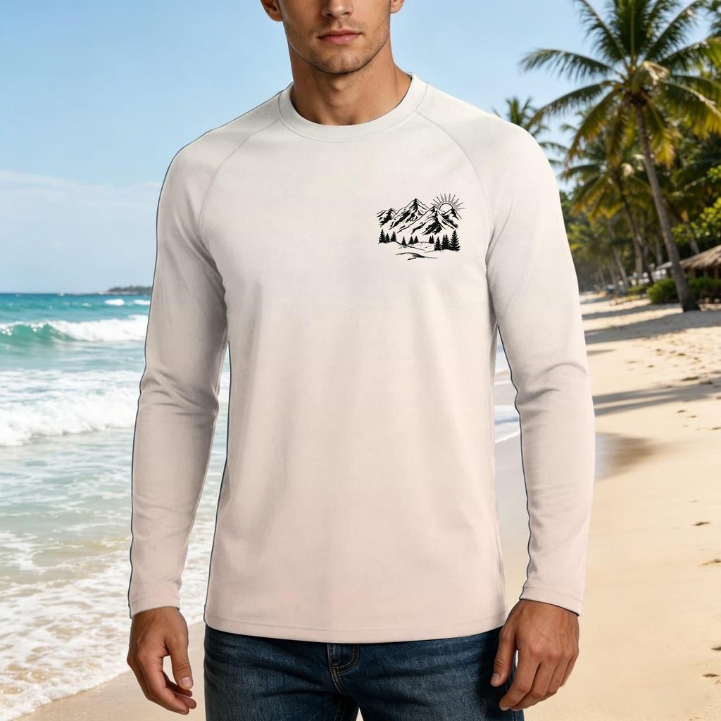 Men's Long Sleeve Outdoor Shirt UPF50 Plus Sun Protection Breathable Lightweight Loose Fit Summer Casual Top