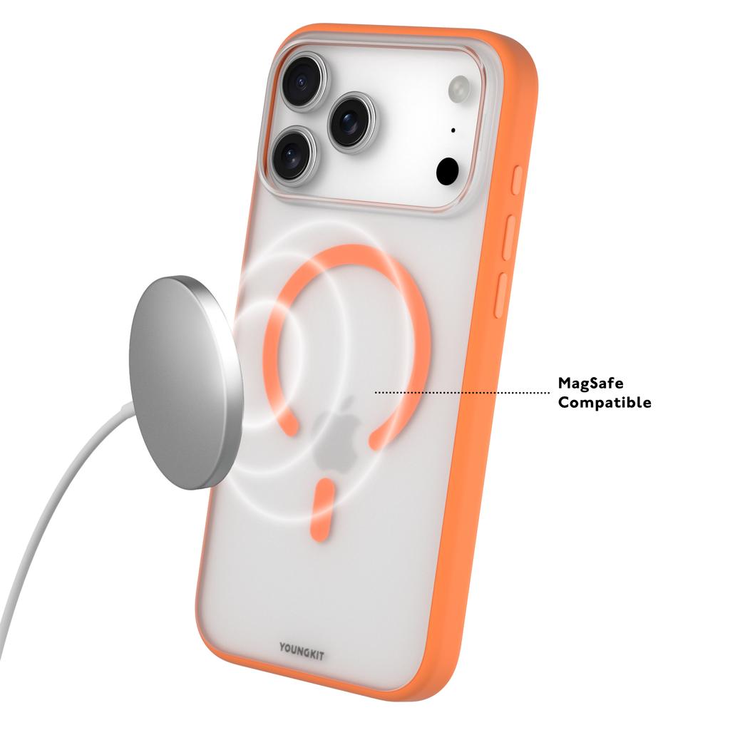 YOUNGKIT Transparente Schutzhülle für iPhone 17 Pro, kompatibel mit MagSafe, stoßfest, TPU-PC-Rückseite