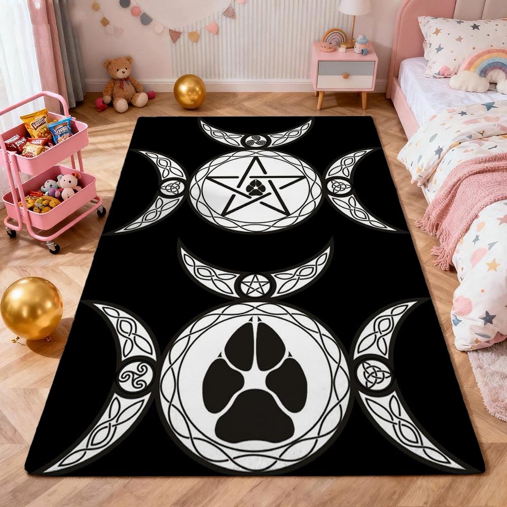 Dark Baphomet Grimoire Pentagram Patterned Rug Durable Stainresistant Easyclean Carpet For Bathroom Kitchen Home Decor Valentine'S Day Gift