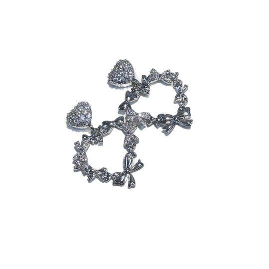 New love bow pendant love niche versatile design simple exquisite fresh geometric earrings ear jewelry