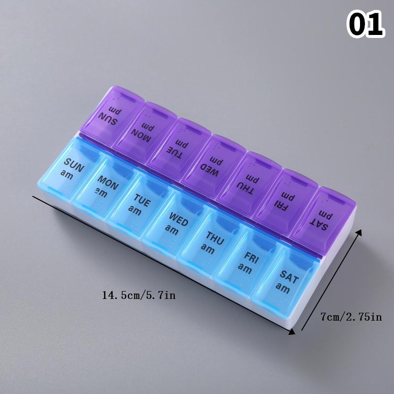 7 Days A Week Pill Organizer Morning And Night Holder Storage Box Splitter Travel Medicine Portable