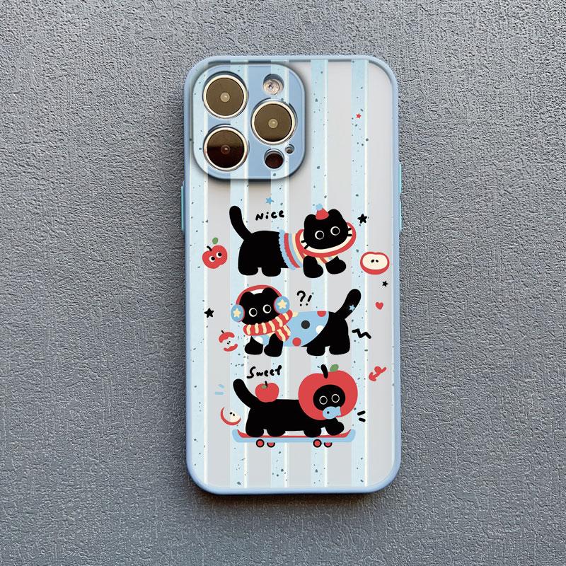 Cartoon Animal Cute Apple Cat Phone Case For iPhone 15 14 Pro Max Plus 17 16 Pro Max 13 12 Mini 11 Pro Max Shockproof Back Cover