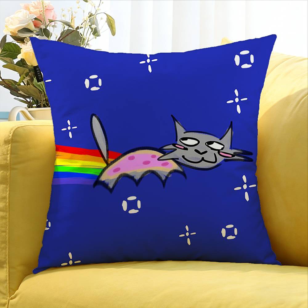 cute Rainbow Alien Nyan Cat Various Sizes Square Pillow Case For Car Home Bedchamber Decor