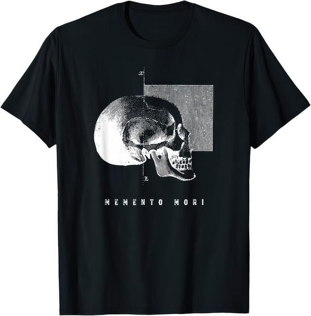 Memento Mori Stoic Reminder Latin Quote Vintage Skull Graphic T-Shirt S