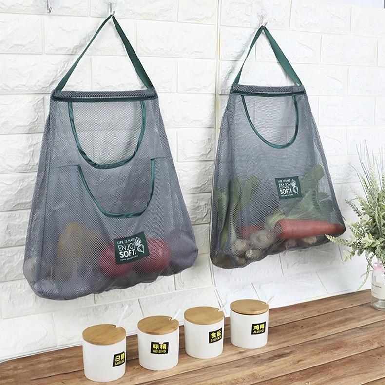 2pc Ventilated Mesh Storage Bags for Garlic, Potatoes, Onions - Durable Plastic Hanging Organizer for Kitchen & Pantry&bathroom, Non-Food Contact Safe
