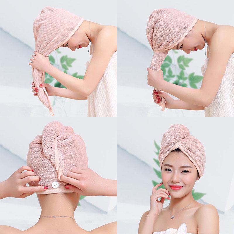 Buy Fashion Women Microfiber Strong Water Absorbing Microfiber Dry Hair Towel Wrap Shower Cap at