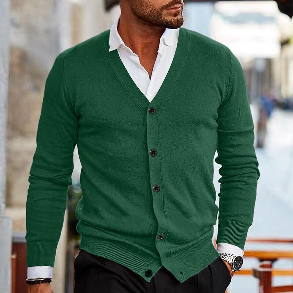 Herren Casual V-Ausschnitt Strickjacke mit figurbetonter Passform