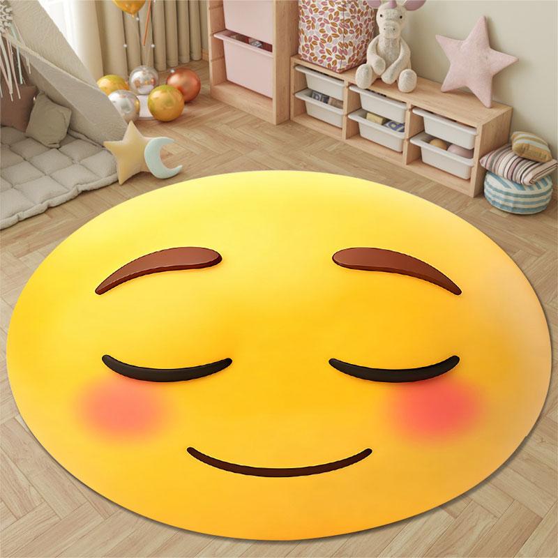 Minimalist Round Rainbow Multicolor Floor Rug, Non-Slip Floor Mat for Nursery