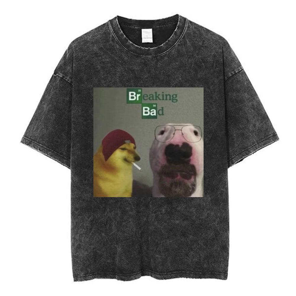 Unisex Los Pollos Hermanos Tshirt YK Breaking Bad Print Black Washed Oversized Short Sleeve Streetwear Tops